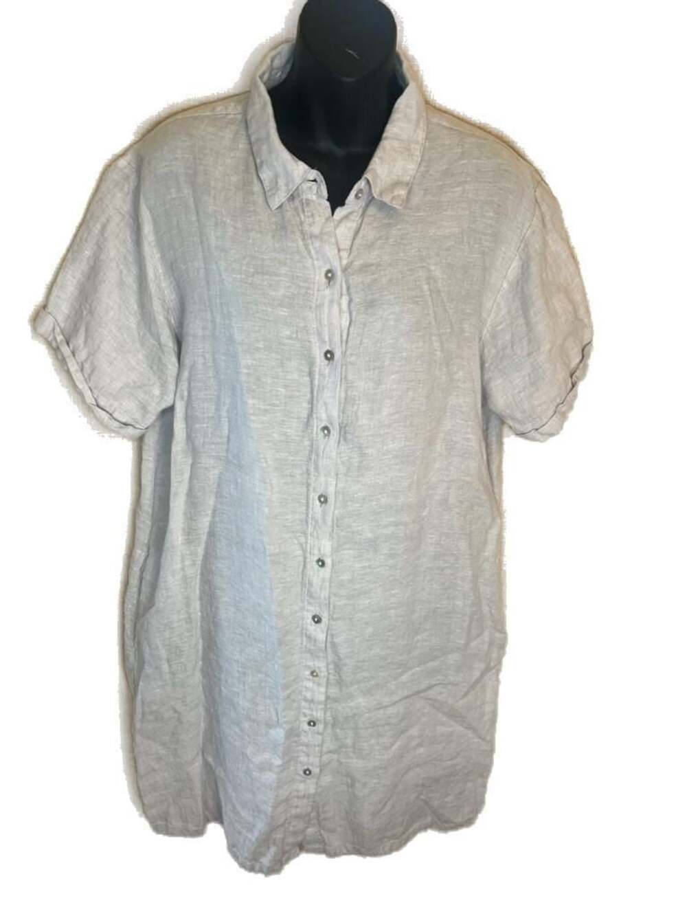 C&C Cali Women's 100% Linen Button Shirt Dress oatmeal Lt grey  granola comfort